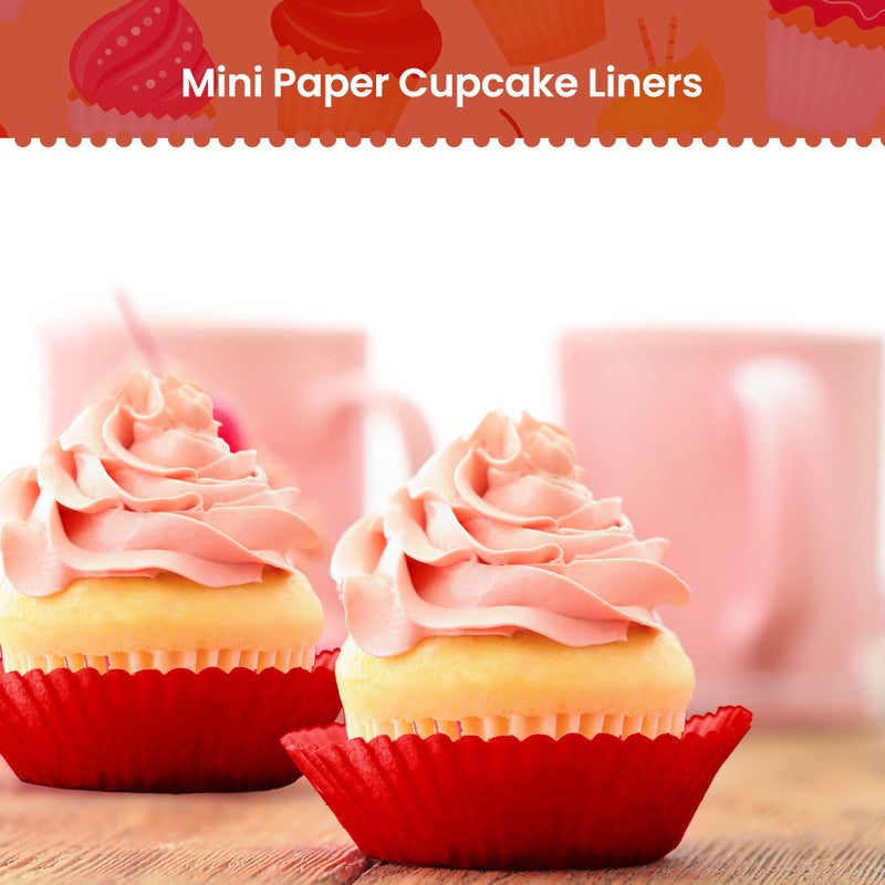NUOMI Mini Cupcake Liners 1 Inch Paper Cupcake Wrappers Baking Cups Small Muffin Liners 1000 Pieces Dessert Wrappers for Christmas Festival, Wine Red - Image 5